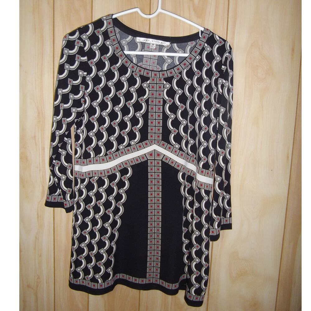 Max Studio Scoop Neck 3/4 Sleeve Long Blouse M
